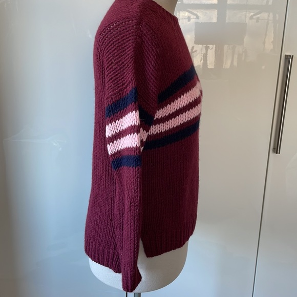 XiRENA Crew Neck Sweater in Burgundy/Pink/Navy Blue Size-XS Oversized fit - Picture 3 of 8